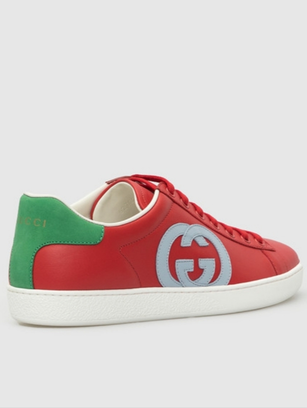 $910 Gucci Women’s Ace Interlocking Logo Red Leather Sneakers EU 38 US 8 BNIB - Picture 2 of 9